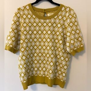 Maeve Anthropologie Yellow Geometric Sweater Top - Size Large